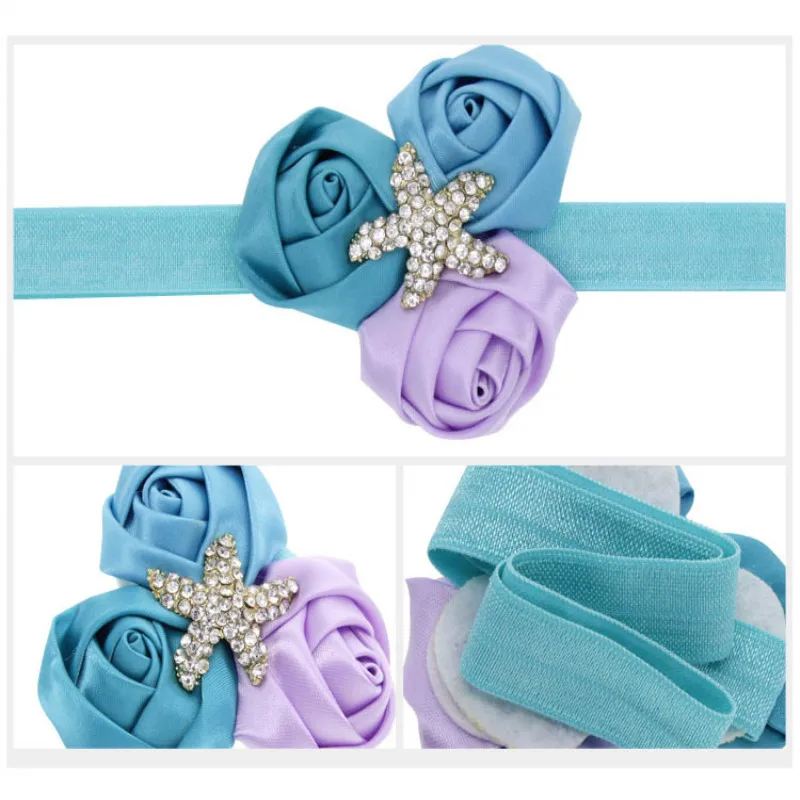 

Baby Starfish Chiffon Headband Flowers Hairbands Hair Holder Cute Headbands Diamond Gift Accessories For Girls Kids Head Wear