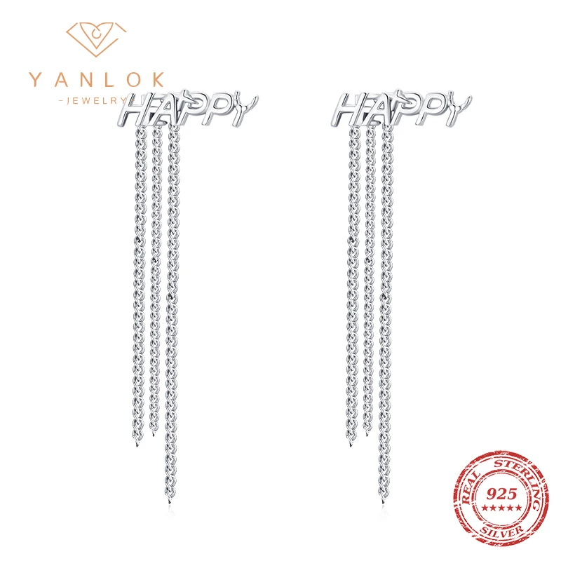 

Серьги-подвески YANLOK женские из серебра 925 пробы, длинные висячие ювелирные украшения со сверкающими Фианитами, свадебная бижутерия