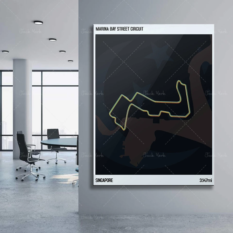 

Marina Bay Street Circuit Formula 1 Gift, Formula 1 Art, Print, F1 Race Track Circuit Map Singapore Poster, Wall Hanging