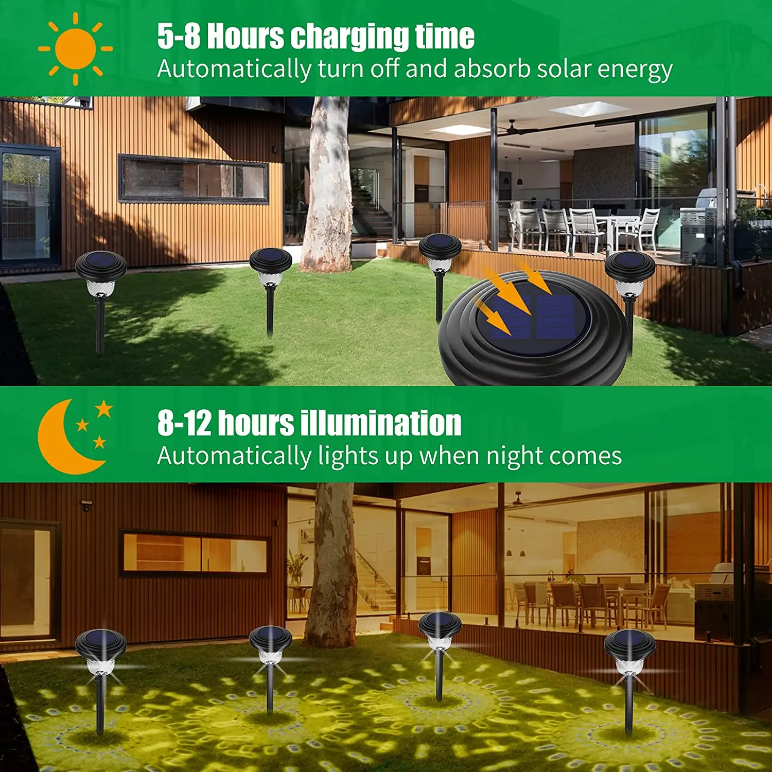 저렴한 태양광 LED 그라운드 통로 조명 야외 IP65 방수 정원 산책로 잔디 램프 콜드 화이트 자동 켜기 끄기, 4 개입