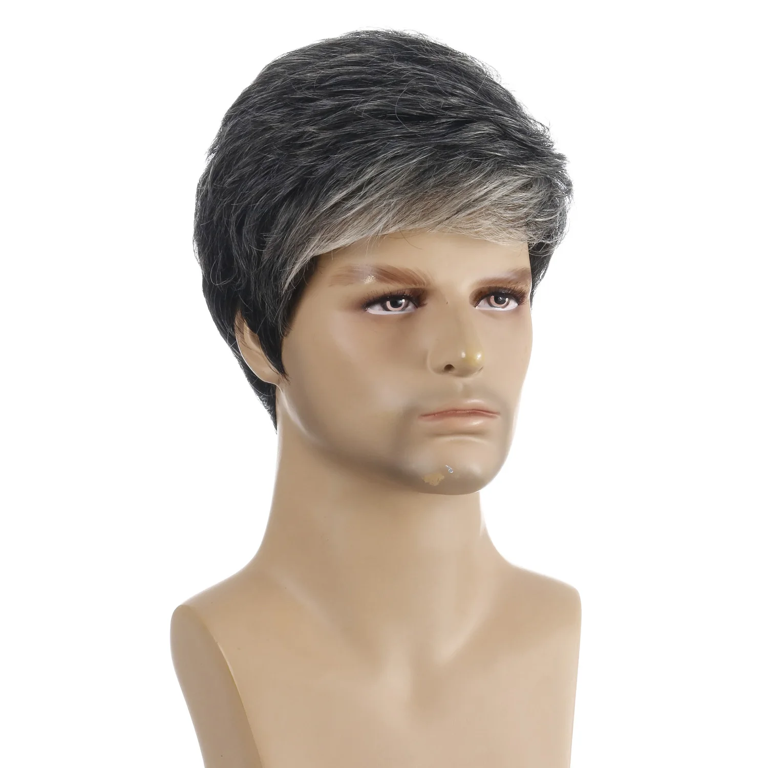 Парик для мужчин синтетические короткие прямые волосы с челкой натуральный