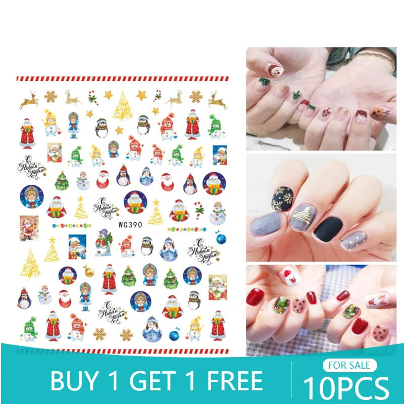 

Christmas Collection Nail Stickers Santa Claus White Snowman Penguin Pattern Nail Stickers Nail Slider Beauty Decoration