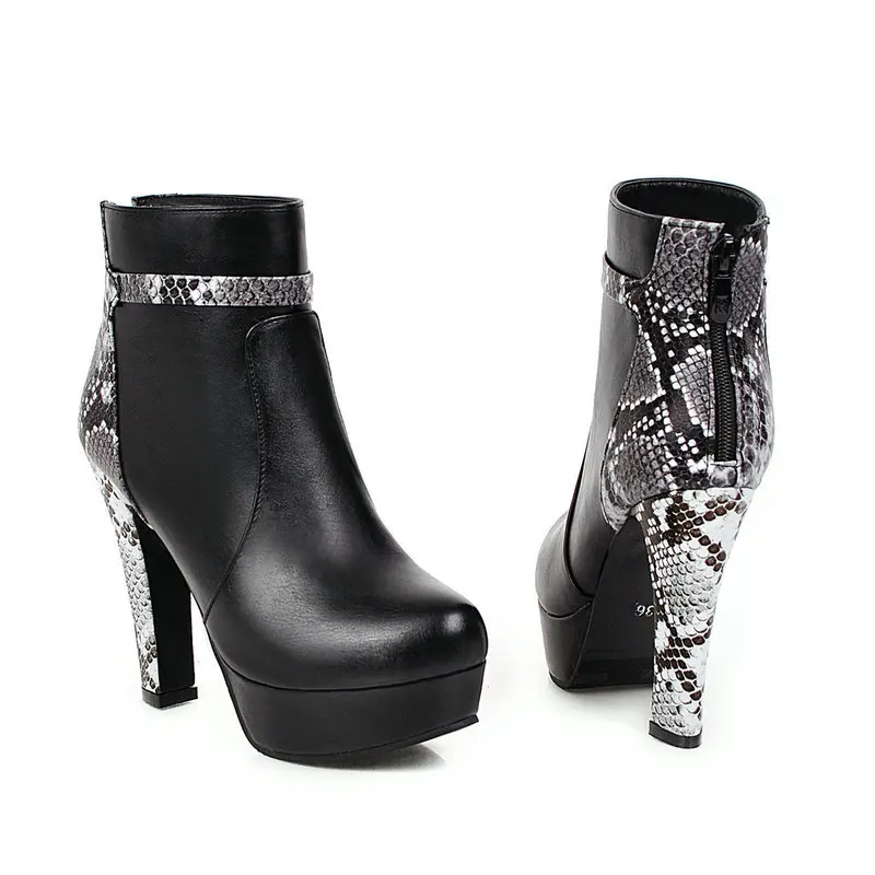 Ботинки ефер Анаконда на платформе под змеиную кожу питона ботинки молнии с