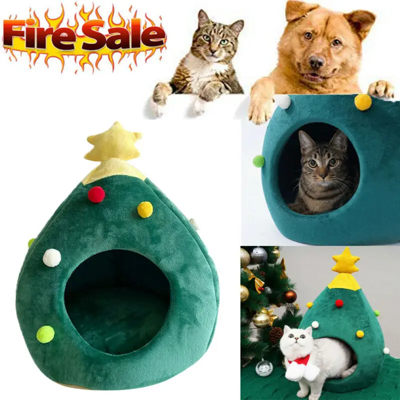 2020 Newest Hot Christmas Dog Cat Bed House Soft Nest Tree Shape Pet Cave Litter Tent | Дом и сад