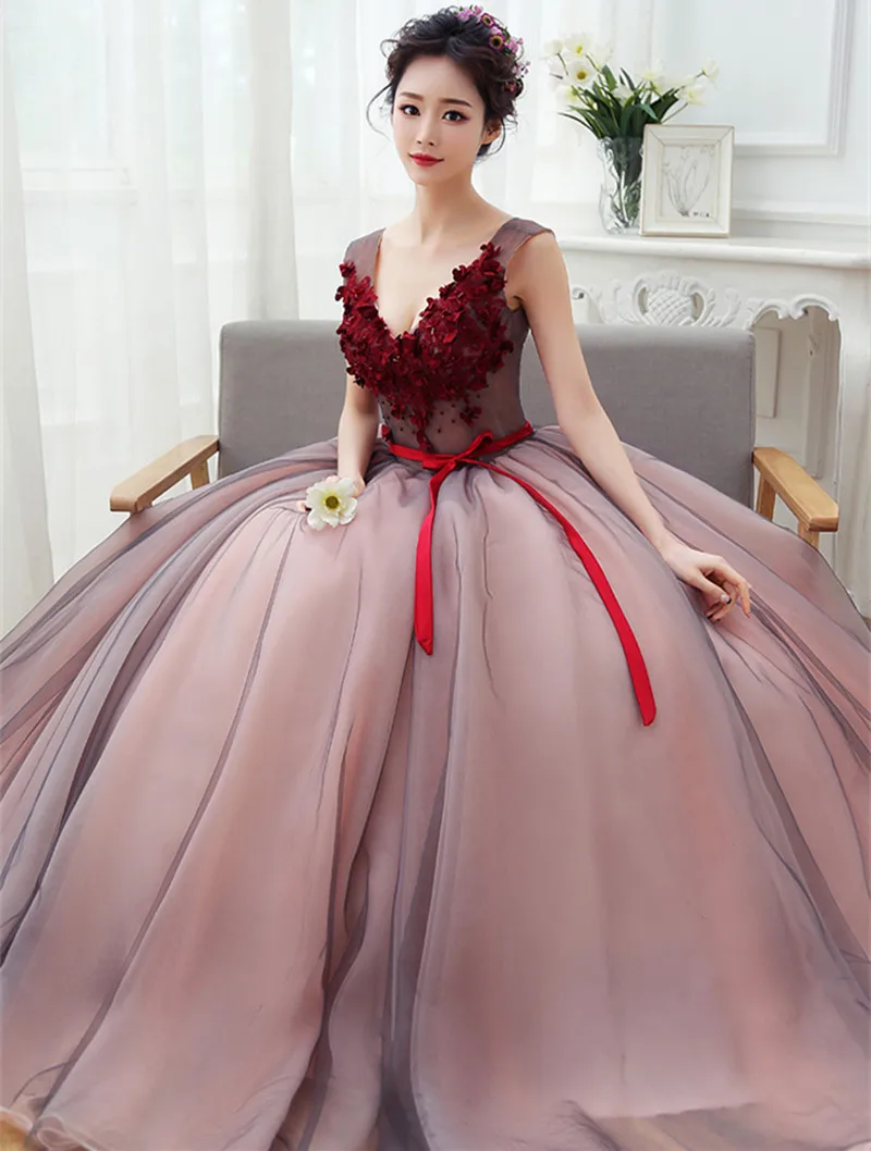 Роскошное бальное платье с V-образным вырезом кружевные пышные Вечерние платья