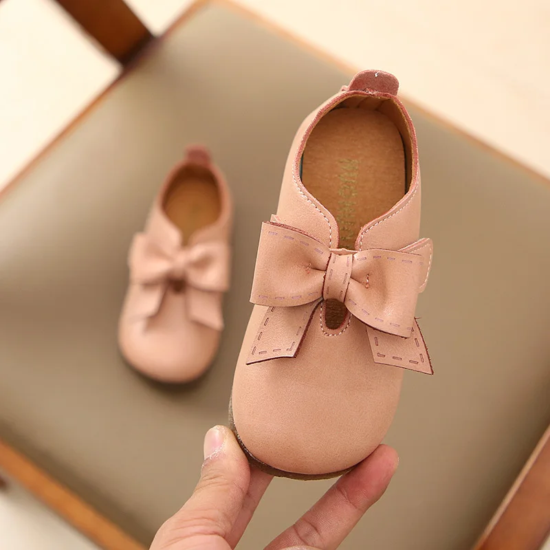 Туфли детские кожаные черные розовые с бантом От 1 до 9 лет | Детская одежда и обувь