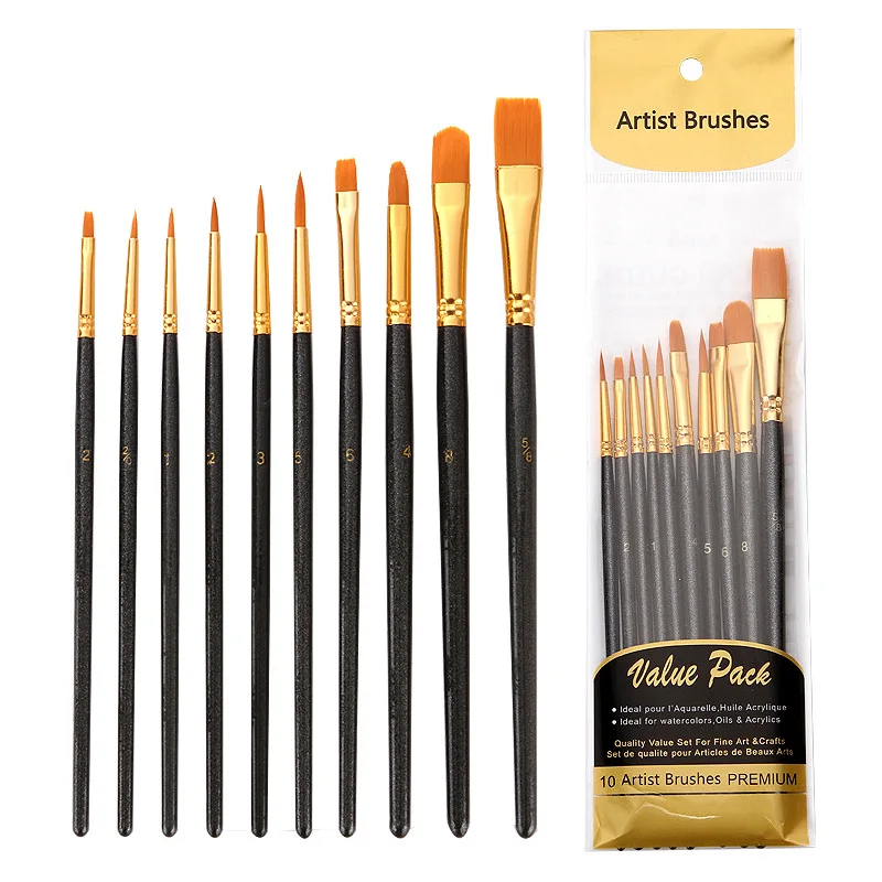 

3 color nylon brushes professional stationery art supplies watercolor brushes with acrylic wood handles each box of 10