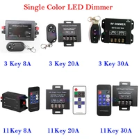 3key 11key single color led strip dimmer wireless remote 8a 20a 30a dimming switch dc 12v 24v lights tape controller