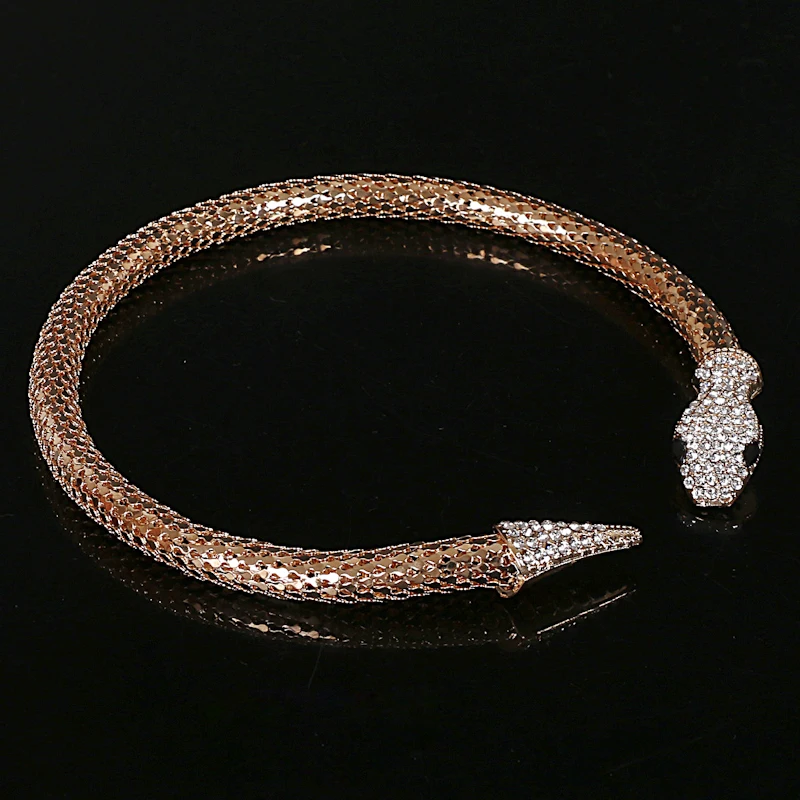 Позолоченное и посеребренное ожерелье-змейка Колье женское колье Femme Bijoux Black Gun короткое колье, цепочка с кристаллами