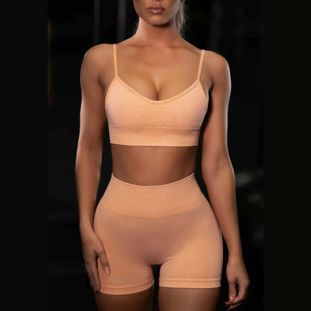 

2021 ladies fashion two piece suit yoga underwear top new seamless sports vest yoga sweat suit female