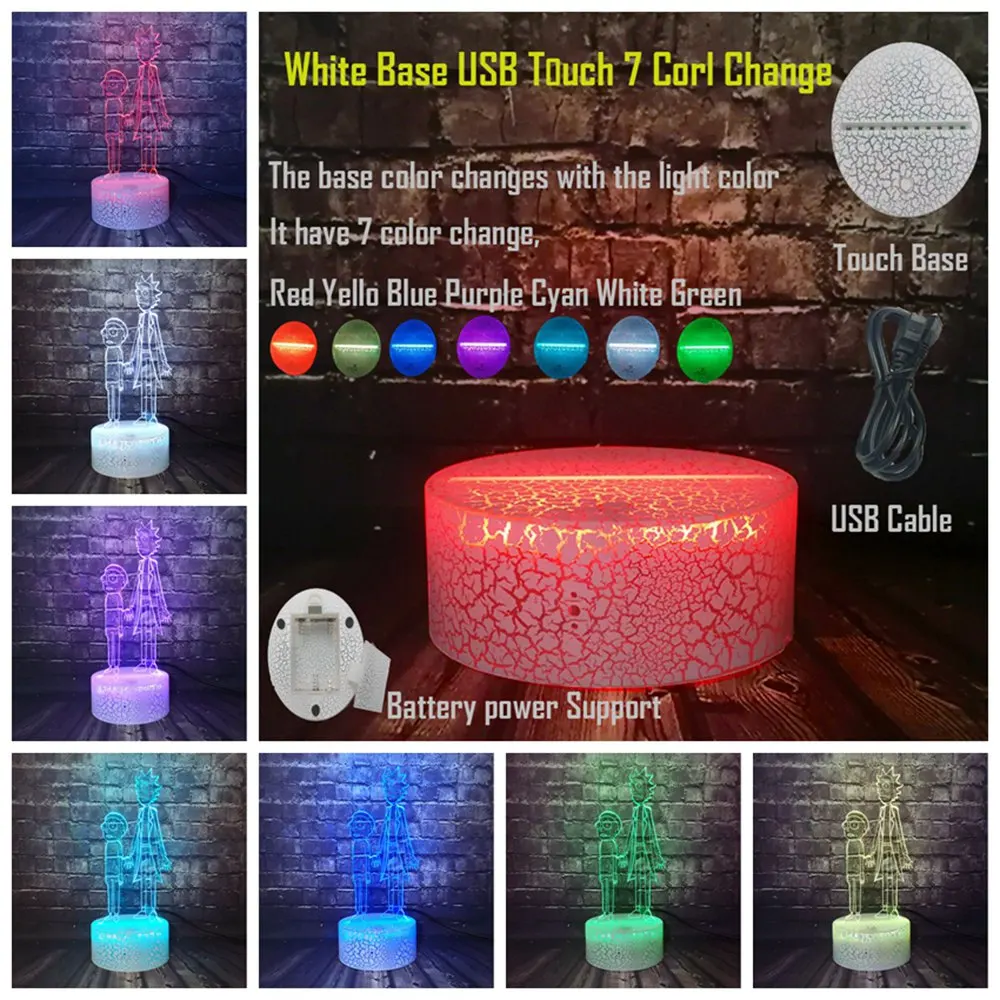 USB 7 Color Change Рик и Морти комикс Юмор учёные мультфильм трещина светильник светодиодный 7 цветов изменить безопасный для ребенка спальный ночной Светильник модный детский подарок - Испускаемый цвет: USB 7 Color Change