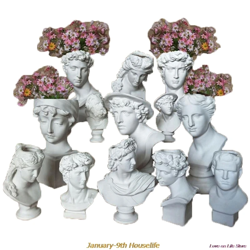 

Modern Nordic Style Creative Portrait Vase Human Head Decorative Ornaments Resin David Home Decoration