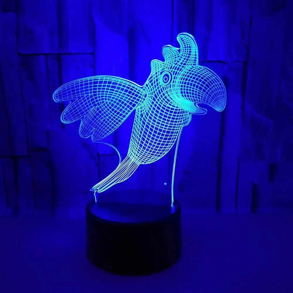 Настольная 3d-лампа Bird Night с пультом дистанционного управления семь цветов
