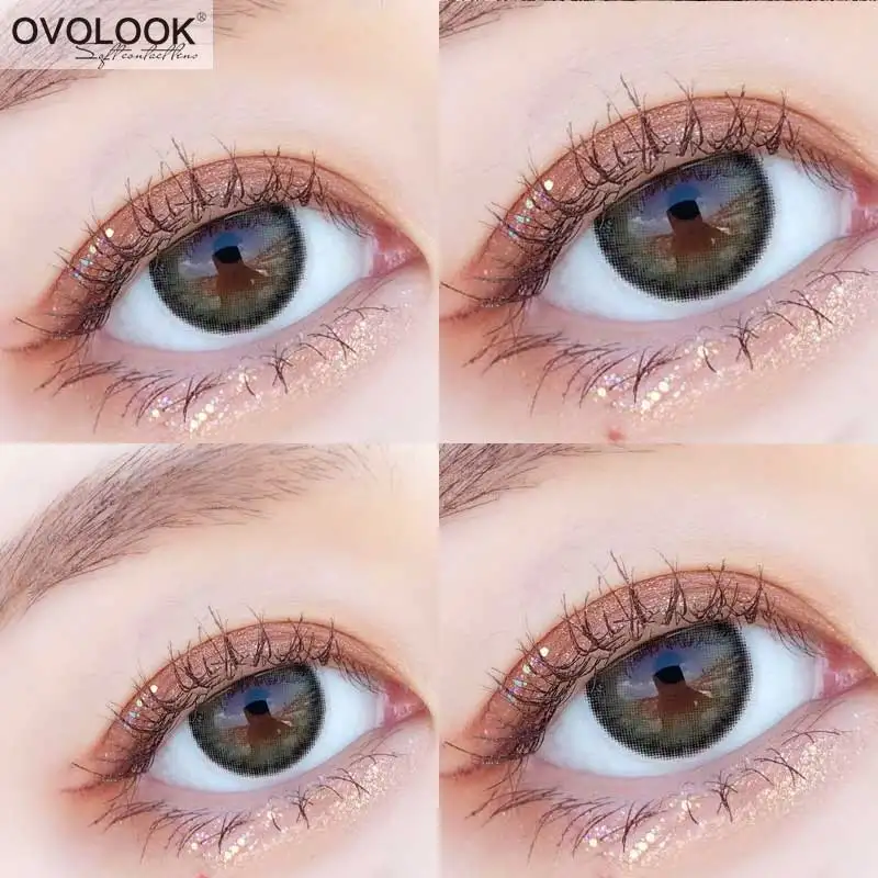 

OVOLOOK-2pcs/pair Beautiful Lenses Colored Lenses for Eyes Contact Lenses 4 Tone 0-800 Yearly Use Eye Contacts Colored Contacts