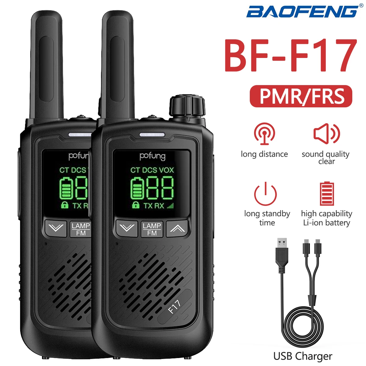 Baofeng Pofung T17 Mini Walkie Talkie PMR/FRS Portable 2pcs Two way Radio USB Charging Radio for Hunting Hotel BF-888S BF-C9