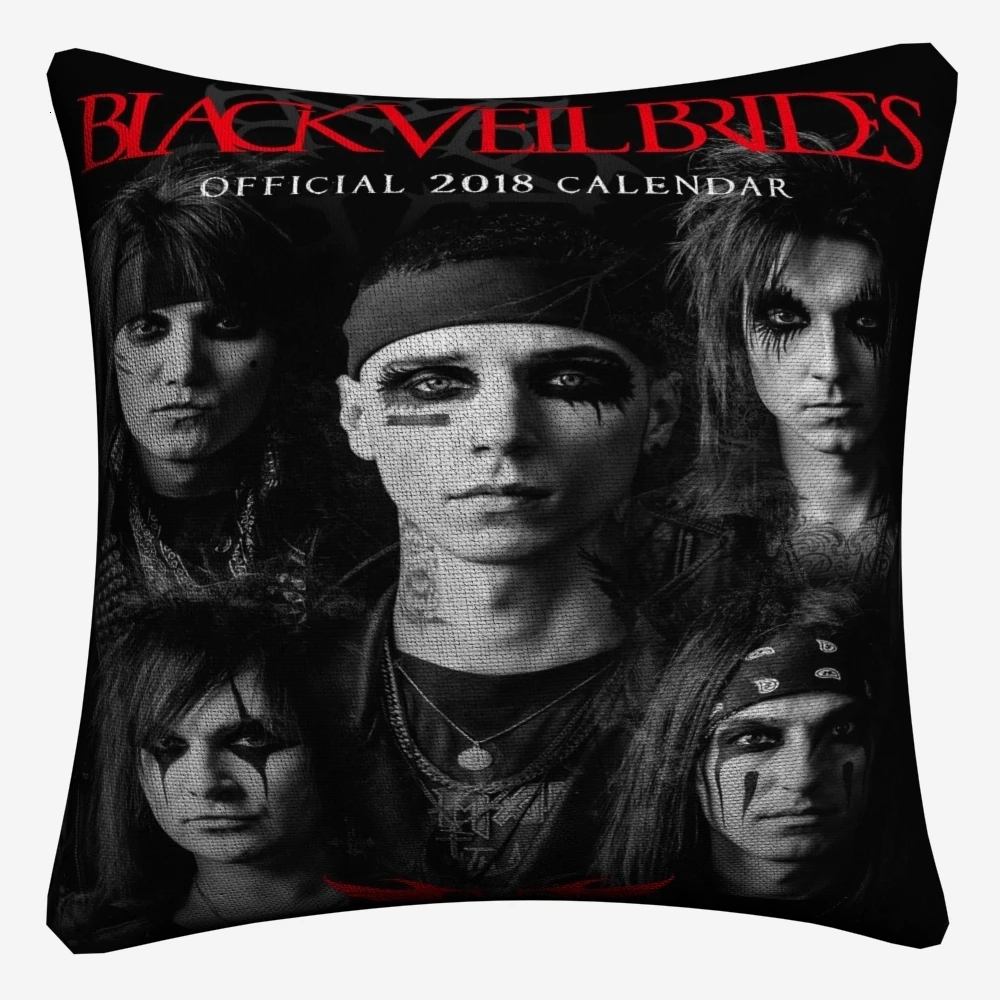 Чехол для декоративной подушки Black Veil Brides Rock Band для дивана 45x45 см из льна, обивочная подушка для дома, чехлы для бросания декора Almofada.
