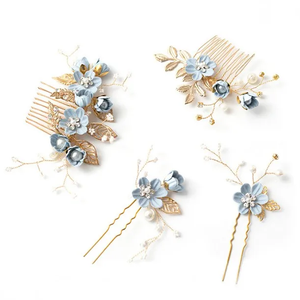 Гребни для волос с лавандовым голубым ярко розовым зеленым цветком головной убор