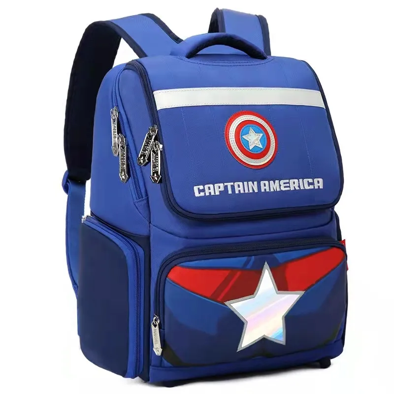 Disney New School Bag For Boy Primary Student Shoulder Orthopedic Backpack Spider Iron Man Captain America Grade 1-5 Mochila