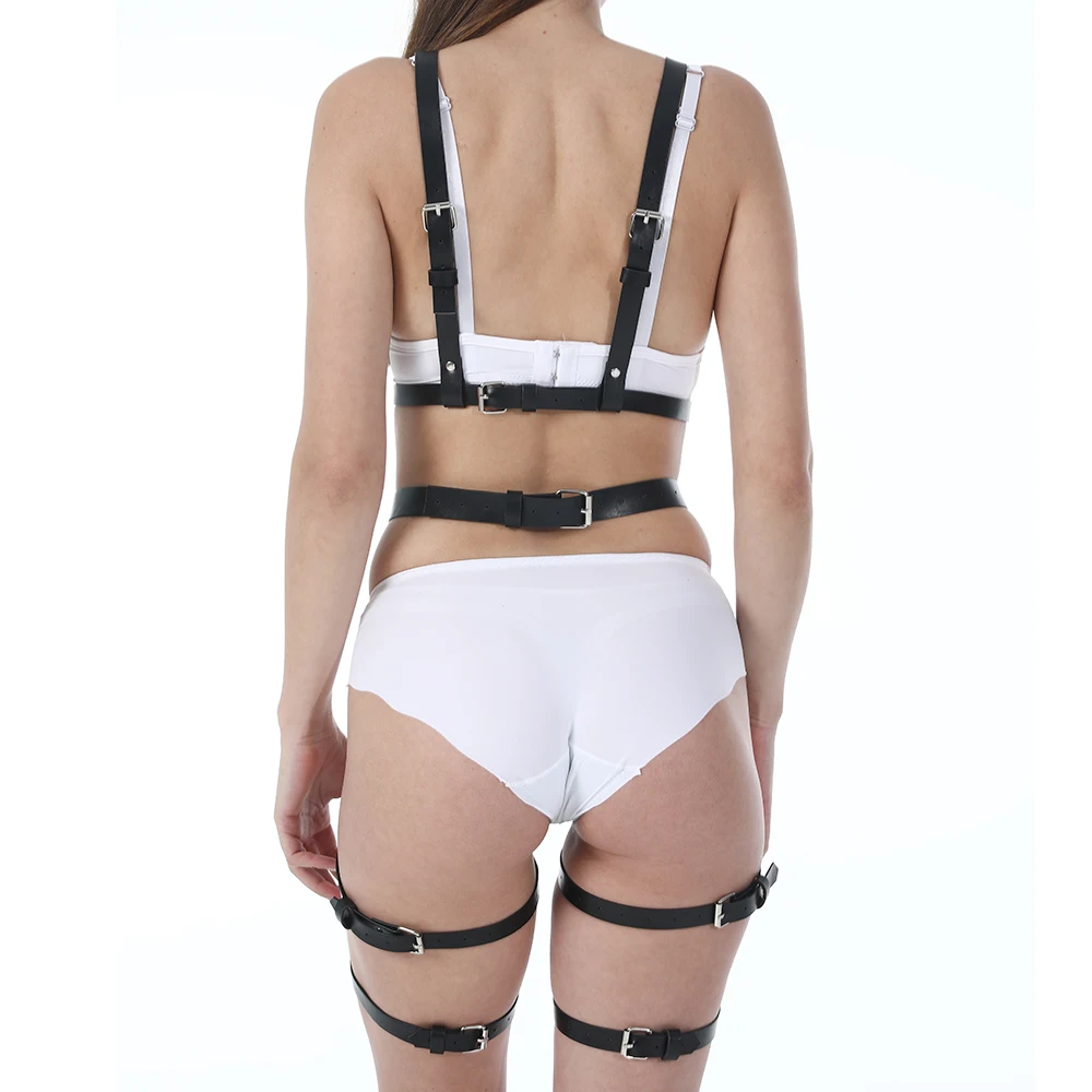 BAFEI Gothic Leather Harness Belt For Women Sexy Full Body Bondage Cage Garters Waist To Leg Cage Straps Garter Belt Suspenders