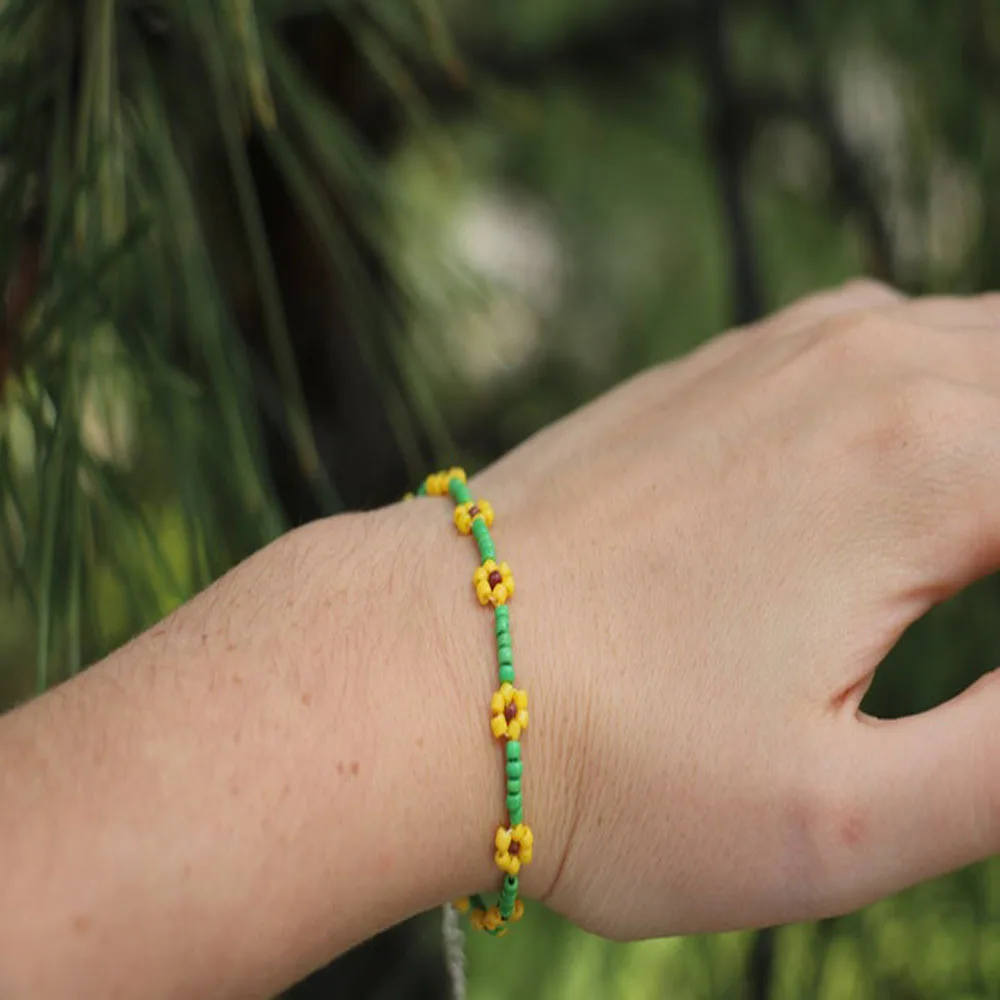 Дизайнерский оригинальный корейский милый цветочный Маргаритка модный браслет