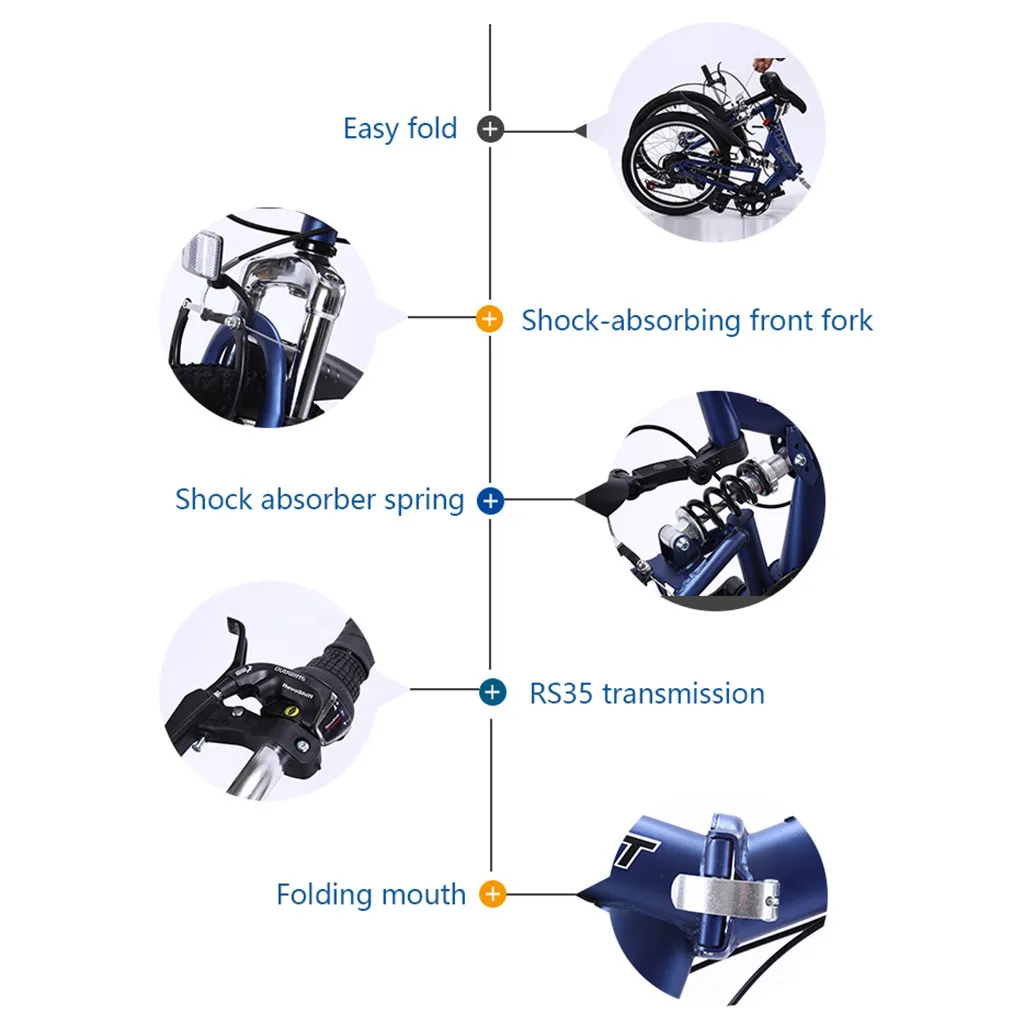Складной велосипед 20 дюймов 6 скоростей дорожный детский горный портативный