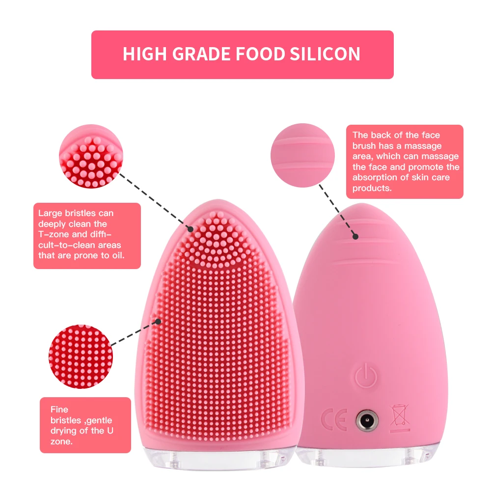 Koop Newdermo Ultrasone Trillingen Gezichtsreiniging Borstel 4 Modus Mini Siliconen Gezicht Porie Cleanser Massage Elektrische Gezicht Wassen Borstel