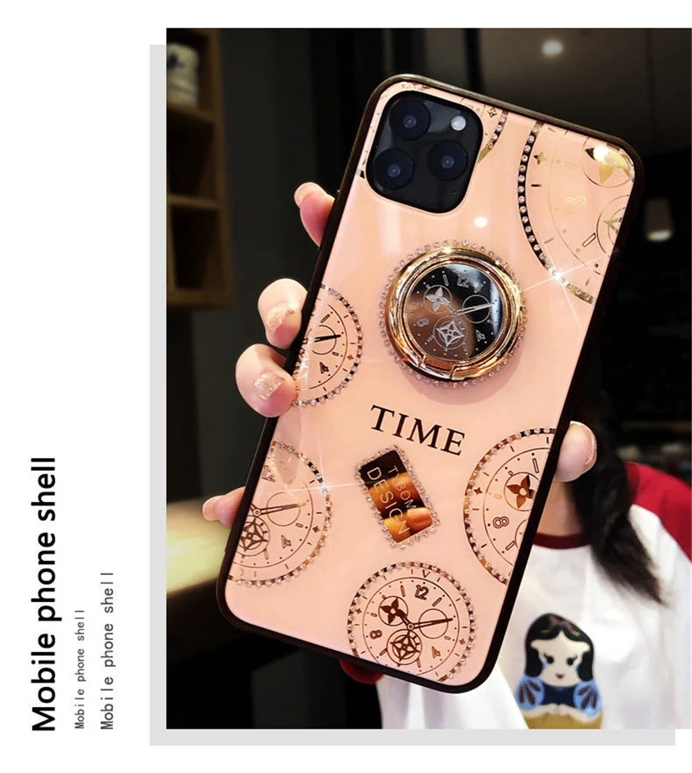 Подходит для Apple 11 xr XS MAX мобильный телефон корпус кольцо с циферблатом кронштейн для Phone11Pro Max net красный женский Алмазный защитный чехол