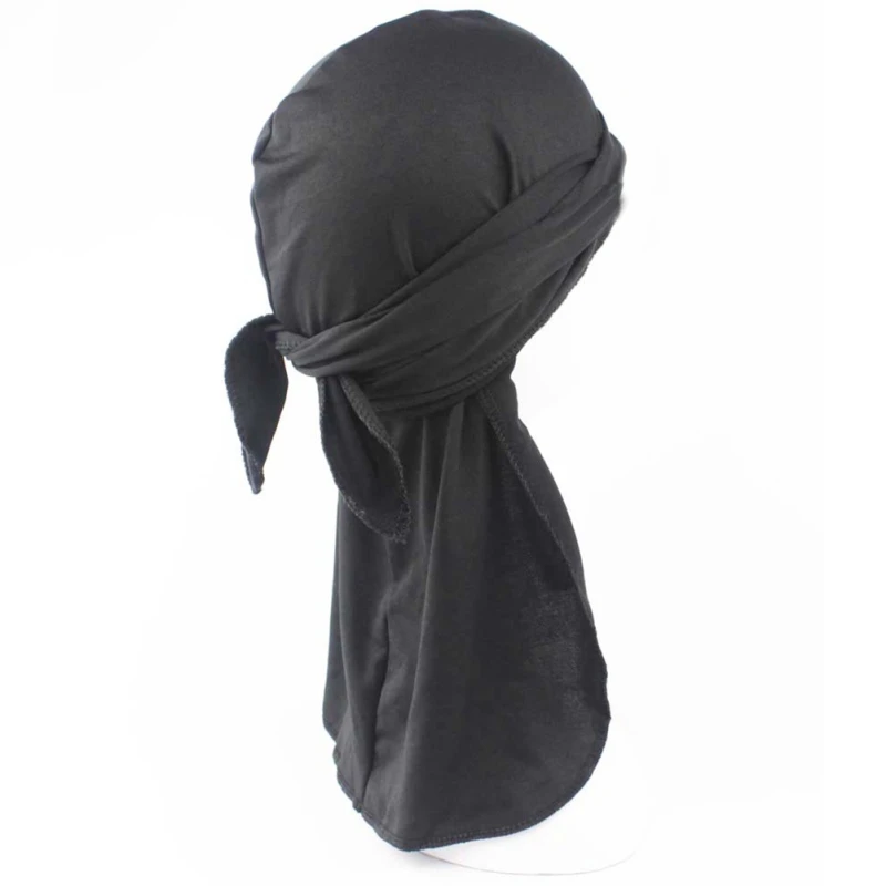 Модный шарф Du-Rag, головной убор, шапка с завязками, Байкерская Кепка, мужская, женская, для спорта на открытом воздухе, головной убор, одноцветная повязка на голову, банданы