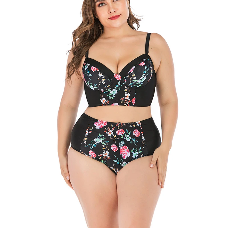 Женский комплект бикини из двух предметов большого размера Ретро пляжный