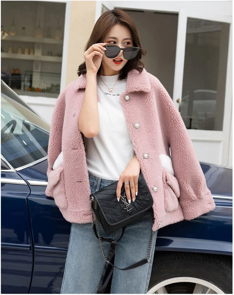 Новый 100% пальто из натурального овечьего меха женские натуральный Меховая