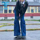 Женские джинсы в стиле пэчворк FAVRE, винтажные повседневные мешковатые прямые брюки с высокой талией, женские длинные брюки, уличная одежда, джинсовые брюки