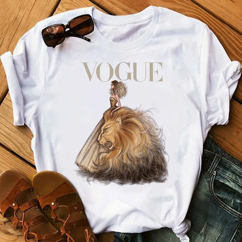 Женская футболка с коротким рукавом модная Эстетическая Футболка принтом Vogue