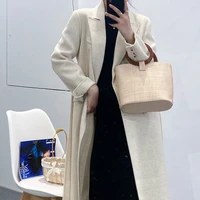 monthly sales 3w 2021 new double row button cora wool coat medium long double sided cashmere coat women