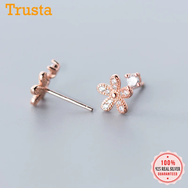 Trusta, 925 пробы, серебряные серьги-гвоздики, соединенная цепочка, модное ювелирное изделие на день рождения дочери, подарок, хорошее ювелирное изделие DS1434
