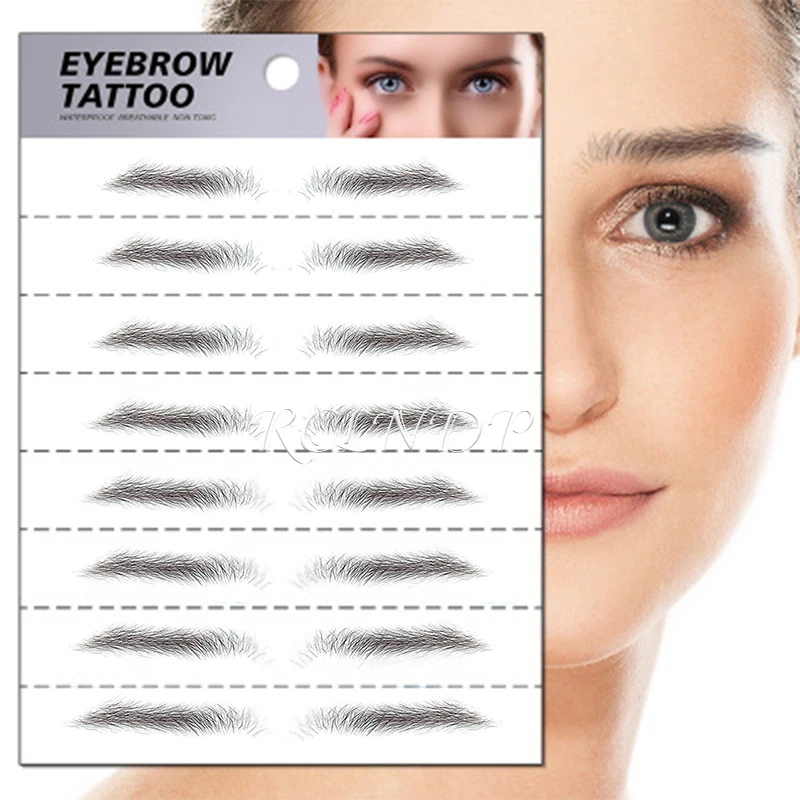 

3D Eyebrow Tattoo Sticker Fake Eyebrows Flat Thick Shape Long Lasting Super Waterproof Makeup Eye Brow Stickers Cosmetics