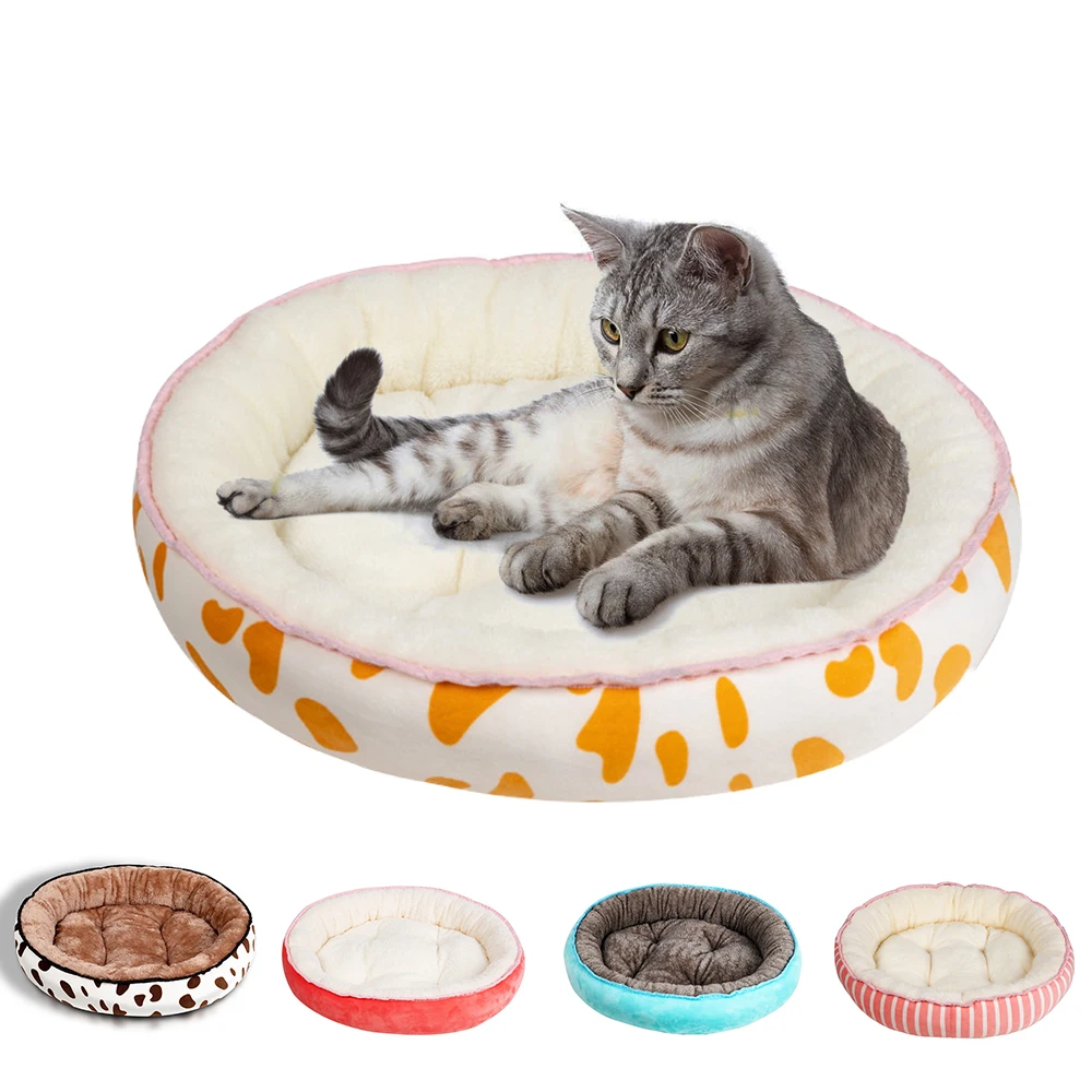 Pet Nest Easy To Clean All Year Round Use Warming Short Plush 4 Size Floppy Cushion Cats Dogs House With Detachable Cool Mat | Дом и сад