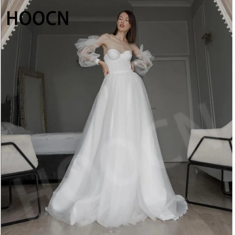 

Шикарные современные свадебные платья HERBURNL со съемными пышными рукавами, свадебные платья со шнуровкой