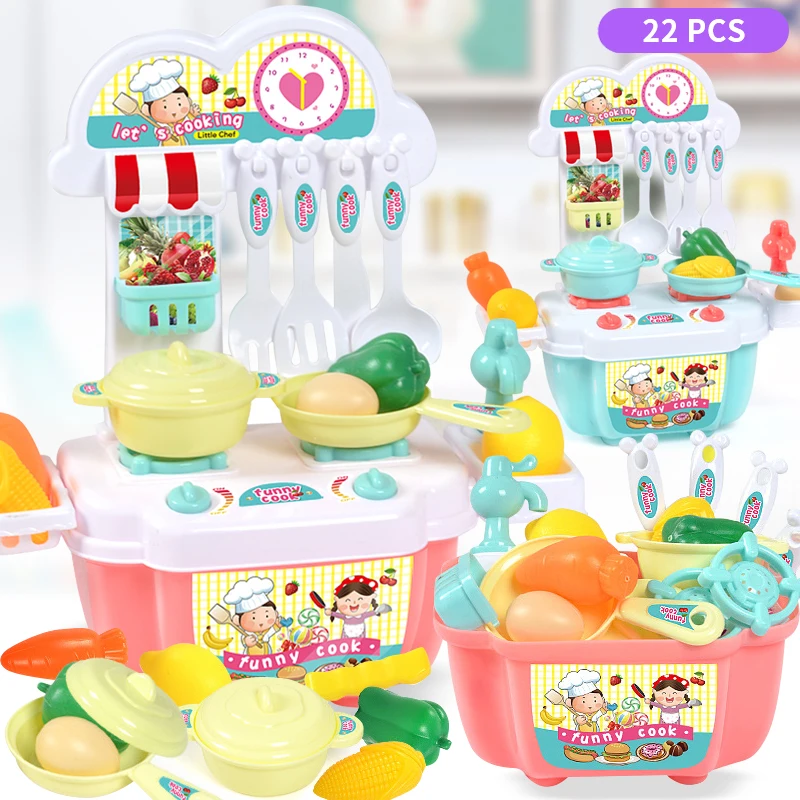 

Children Puzzle Mini Kitchen Toys Set Kids Pretend Play Plastic Simulation Cooking Table Set Toys Boy Girl Gifts
