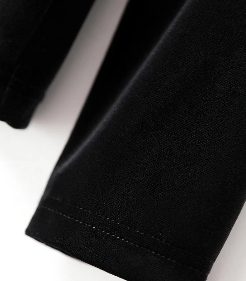 

Winter Autumn Female Womens Stand Ruffles Collar Patchwork Black Velour T Shirt , Woman Thick Fleece Warm Velvet Tshirts Top