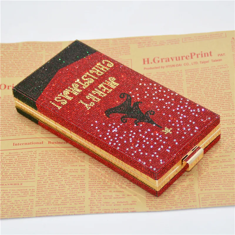 

Fashion Brand Design New Crystal Merry Christmas Handbag Hot Glue Luxury Diamond Clutch Evening Bag Party Rhinestone Purse