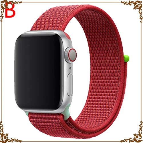 Red drop Ремешок для Apple Watch, ремешок для Apple Watch 5, 4, 44, мм, 42 мм, iwatch band 3, 2, 5, 42 мм, 38 мм, Спортивная петля, correa, нейлоновый ремешок для часов - Цвет ремешка: Red drop