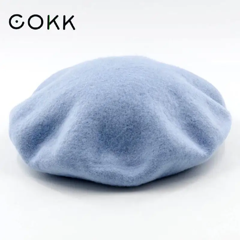 

COKK Lady Beret Hat For Winter Knitted Wool Hats With Lining Brand New Arrival Good Quality Beanie Berets Hat For Women Boina