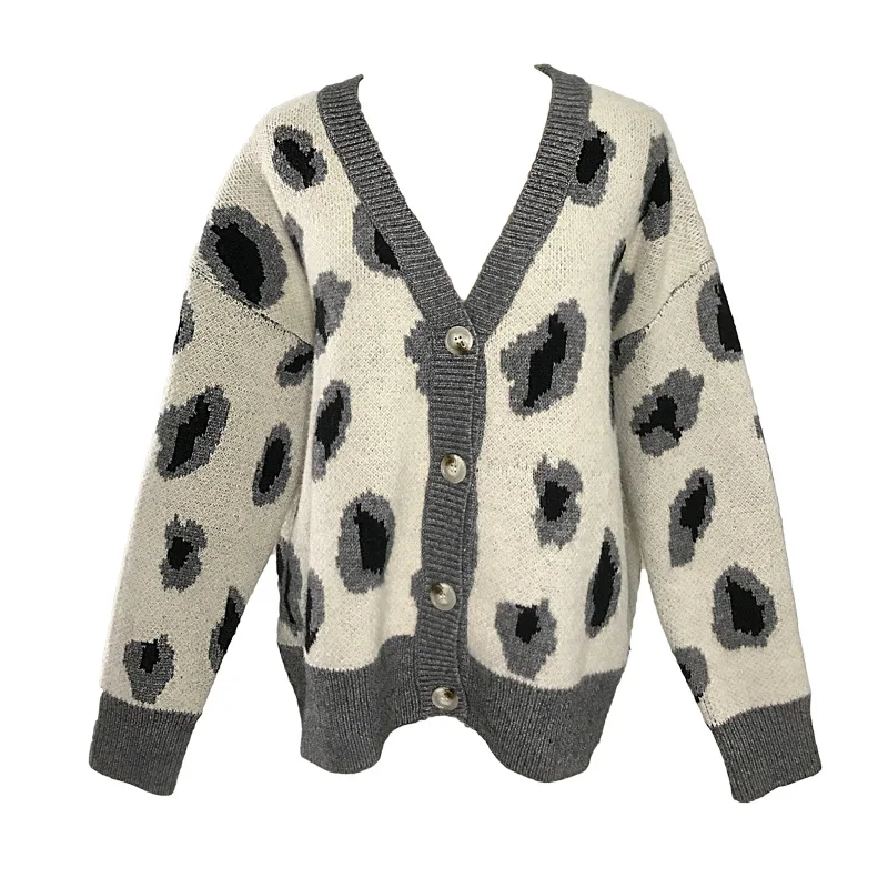 Женские Свитера Модные леопардовые шерстяные кардиганы для женщин 2020 вязаное