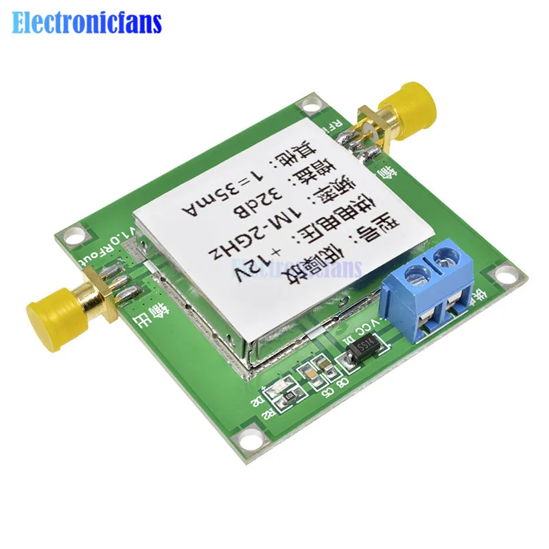 0 01 2000 МГц 2 ГГц 32 дБ DC широкополосный малошумный усилитель LNA РЧ VHF HF 12V с защитной