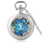 Уникальные дизайнерские винтажные кварцевые карманные часы Ocean World, часы с подвеской, часы для мужчин и женщин, стеклянный купол, ожерелье, лучшие подарки