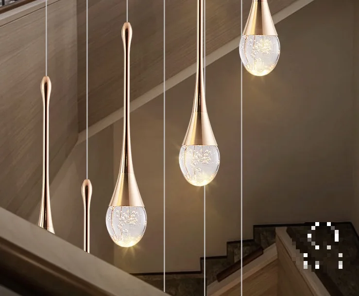 買取 シンプルでクリエイティブなシャンデリア,階段,クリスタル,球形,スパイラル階段,ロングシャンデリア