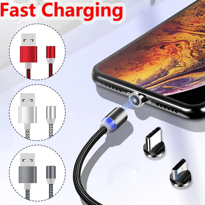 Магнитный зарядный кабель для быстрой зарядки Micro USB Type-C Samsung S7 S6 A50 Redmi Note 7 Pro
