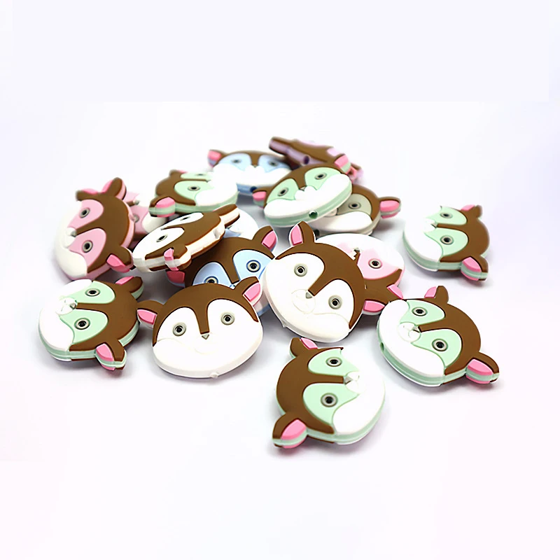 Coskiss New 5pcs Silicone Cute Mini Fawn Beads Animal Baby Teether Infant Teething Bead For DIY Necklace Accessories Toys | Мать и