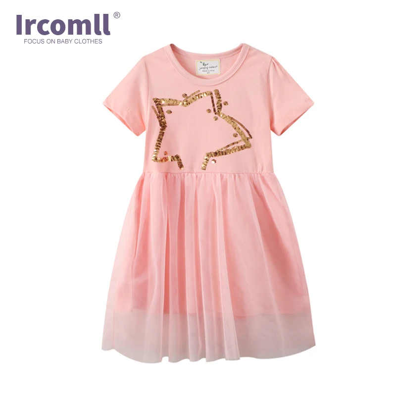 

Ircomll Summer Dress Girls Summer Light Dresses 2021 Pink Gauze Short Sleeves Dresses For Girls Children's Clothing Girls