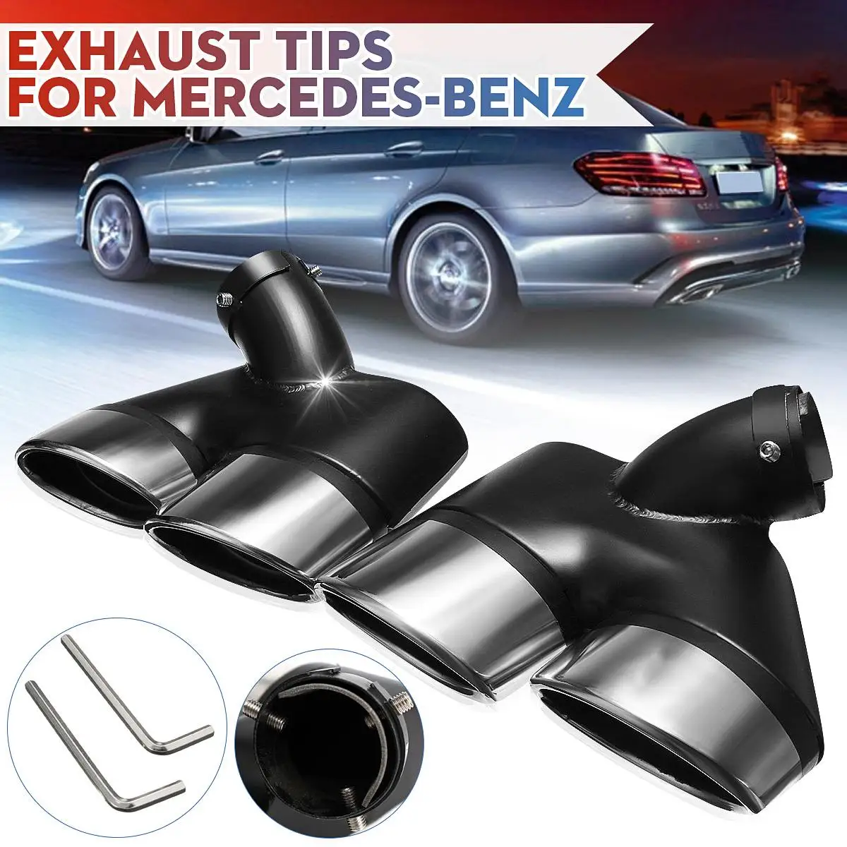 

Car Exhaust Tip For Mercedes Benz W211 W220 E240 E280 E260 S320 S350 Tail Throat Stainless Steel Muffler Pipe Car Styling